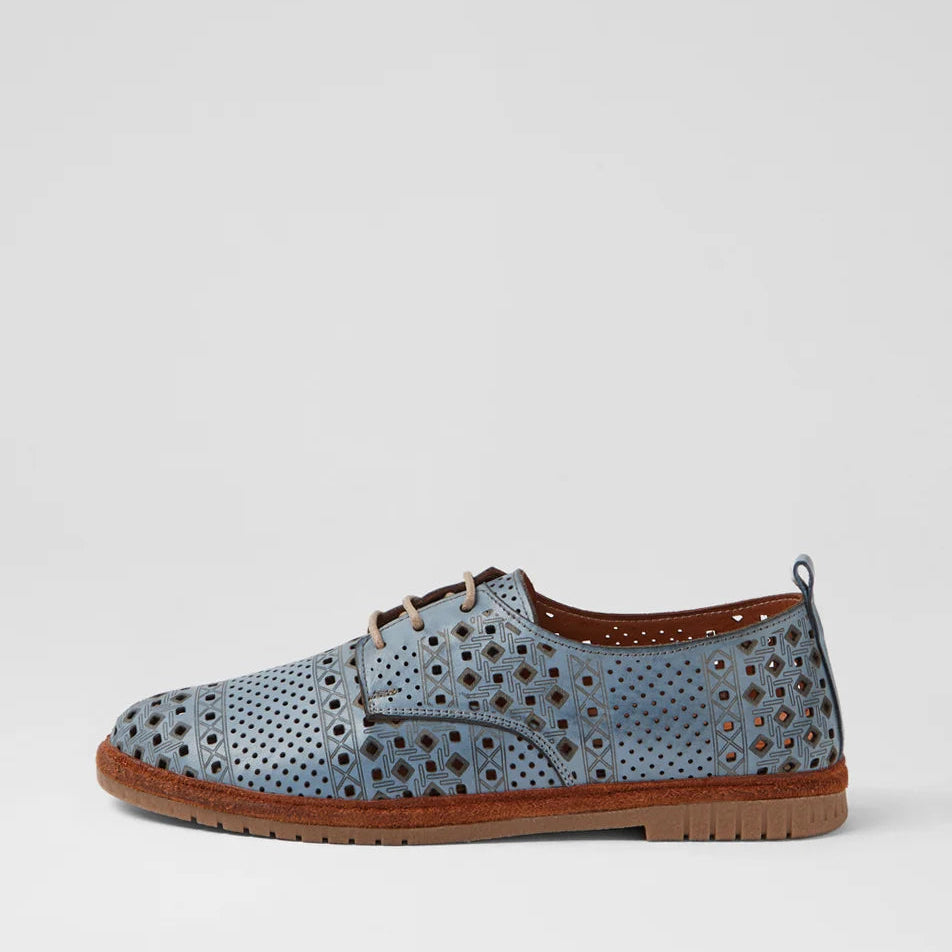 Side view of blue shoes
